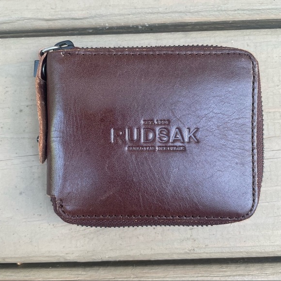 Rudsak brown cowhide leather zip around wallet
